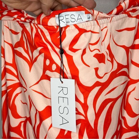 RESA Nikki Dress Clementine Floral Resort Vacation Midi Dress Size L Summer - Picture 3 of 5